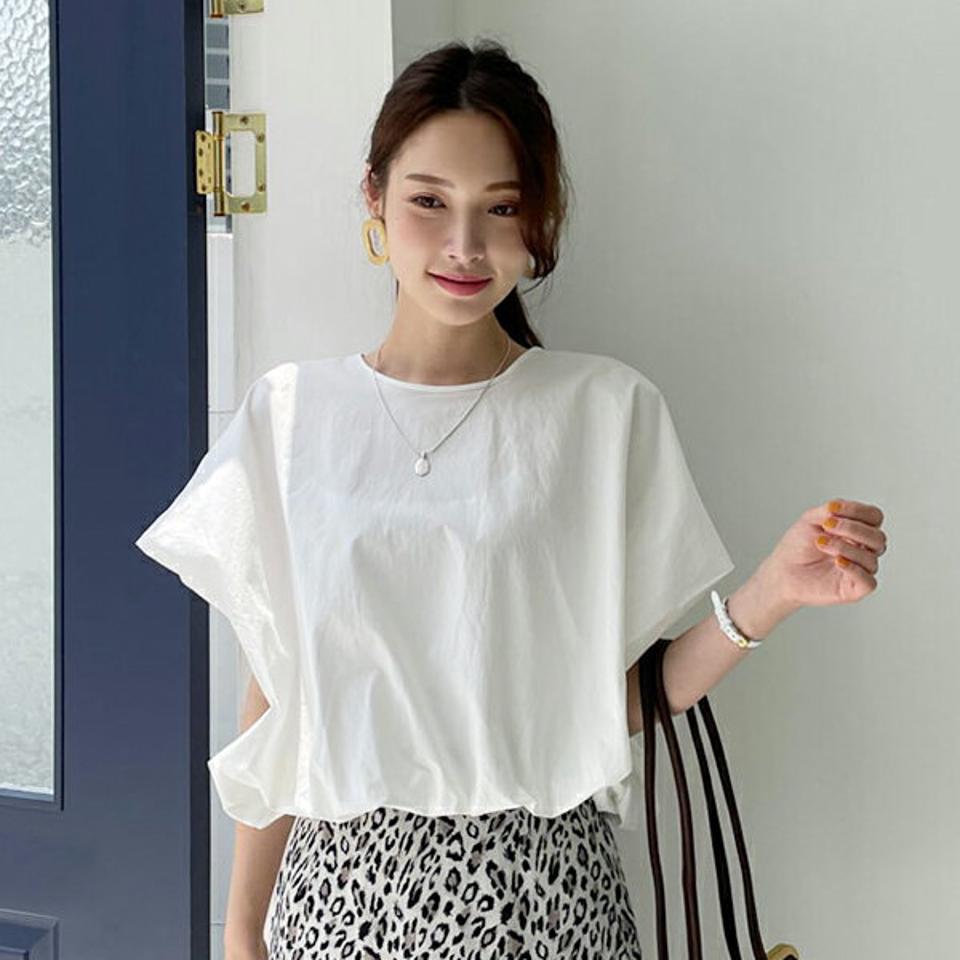 バックリボンブラウス・全3色・t69333 レディース 【bl】トップス ブラウス 半袖 ハーフスリーブ バックリボン バックシャン 単色 ラグランスリーブ 可愛い かわいい ドロップショルダー 春 夏 韓国 ファッション ハイホリHIHOLLI