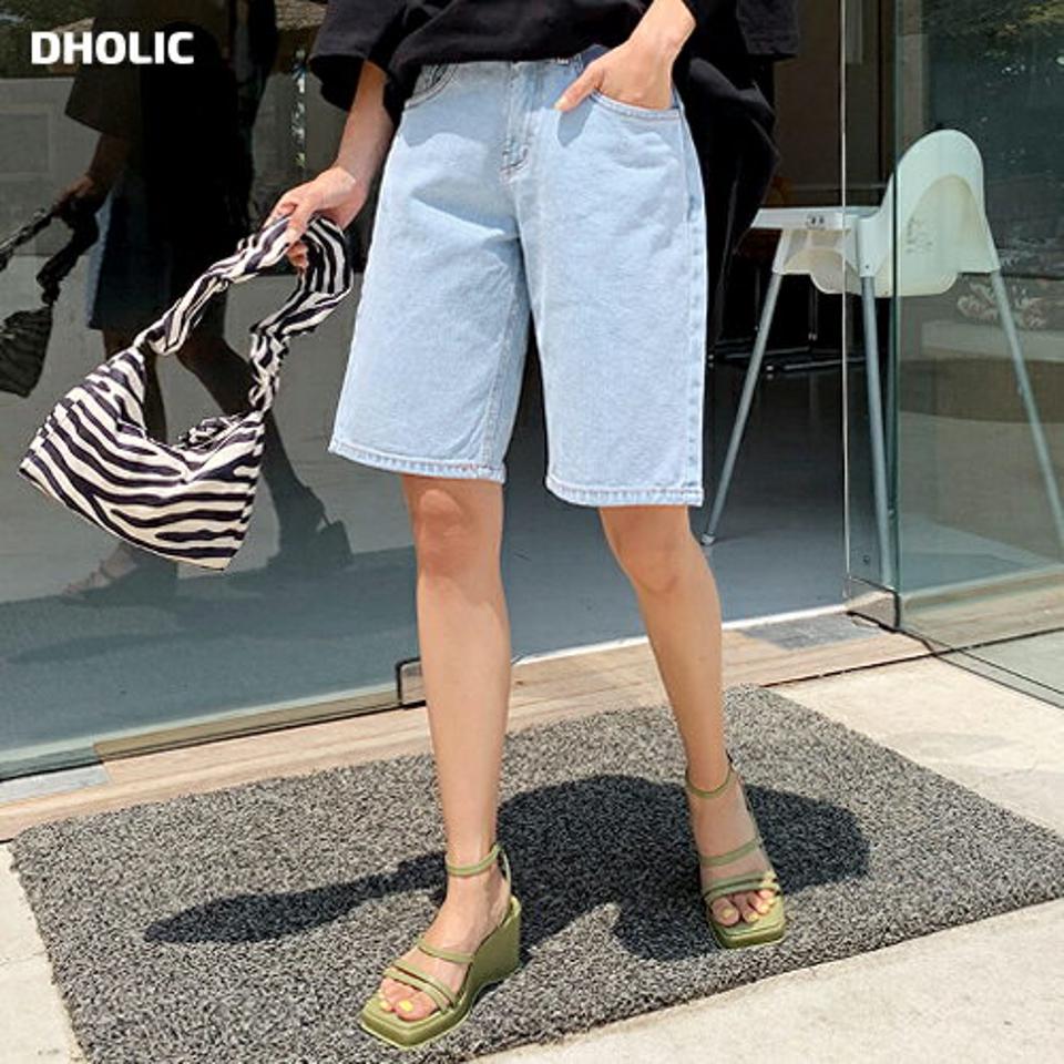 デニムハーフパンツ・全1色・t65661 レディース 【pt】韓国 ファッション ボトムス ハーフ ハーフパンツ デニム ストレート ルーズ ゆったり ワイド スリム 足長 大人 体型カーバー 細身 カジュアル 夏 春