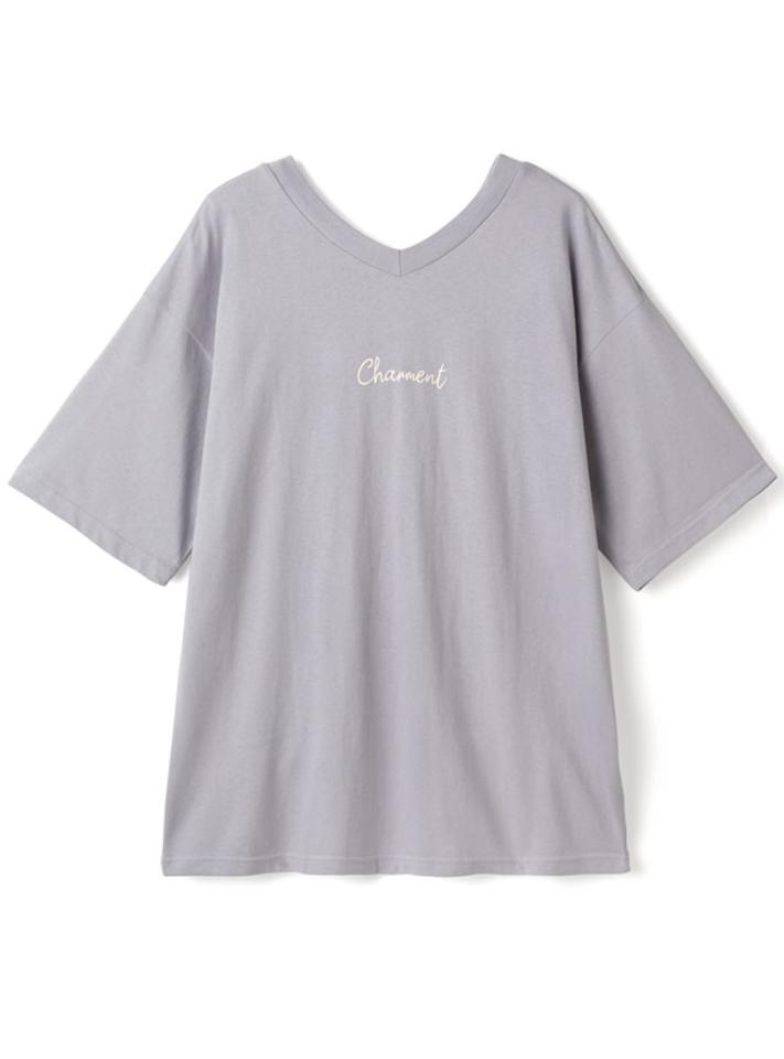前後2WayVネックロゴTシャツ