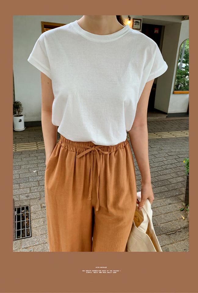 mayblue(メイブルー)ソリッドカラーフレンチスリーブTシャツ【7/12up_ka】【メール便】韓国 韓国ファッション　レディース 韓国 韓国ファッション Tシャツ 半袖 ノースリーブ フレンチスリーブ シンプル カラバリレディース ファッション【7】
