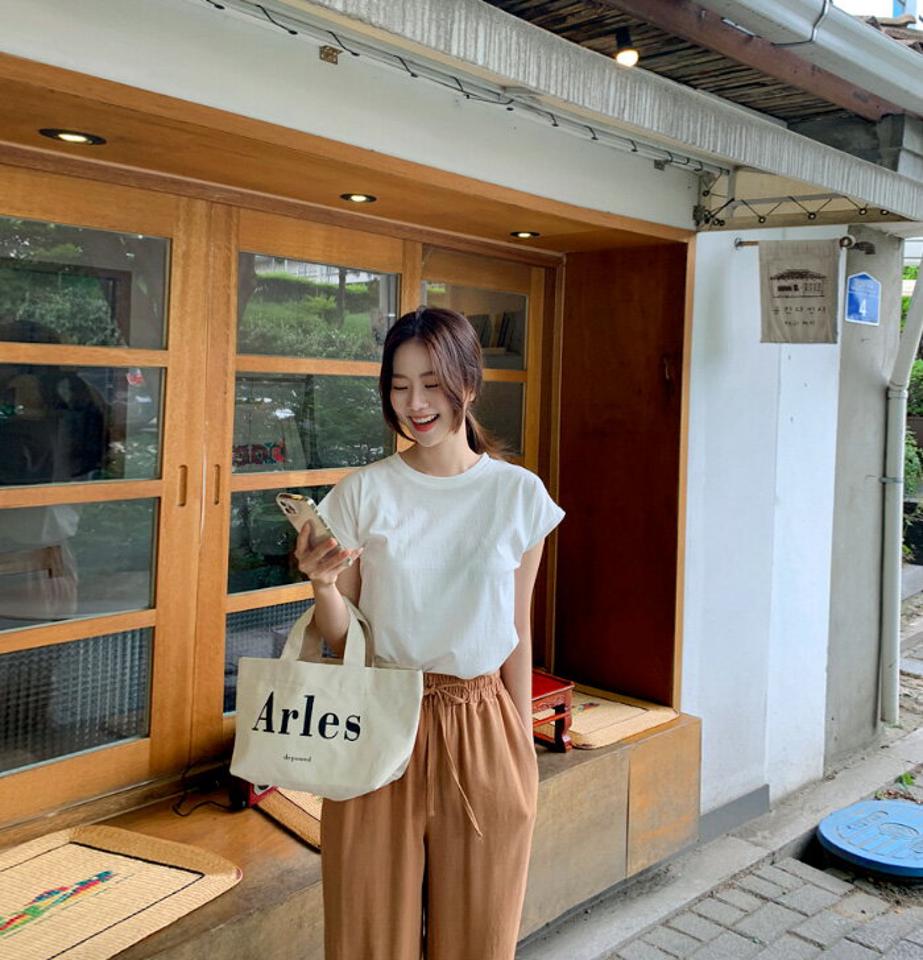 mayblue(メイブルー)ソリッドカラーフレンチスリーブTシャツ【7/12up_ka】【メール便】韓国 韓国ファッション　レディース 韓国 韓国ファッション Tシャツ 半袖 ノースリーブ フレンチスリーブ シンプル カラバリレディース ファッション【7】