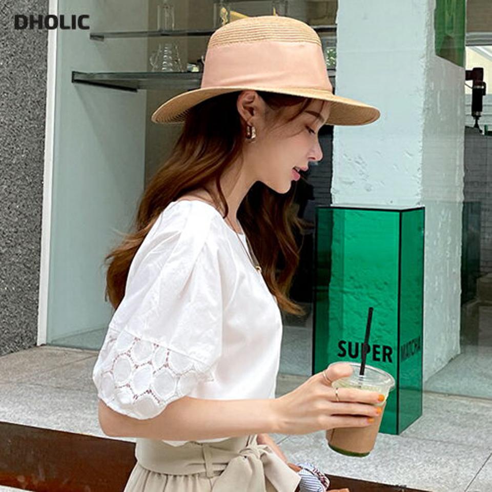 レーススリーブ配色Tシャツ・全3色・b69527 レディース 【tops】トップス Tシャツ 半袖 ハーフスリーブ レース 透け感 フェミニン かわいい 可愛い コントラスト 春 夏 韓国 ファッション ハイホリHIHOLLI