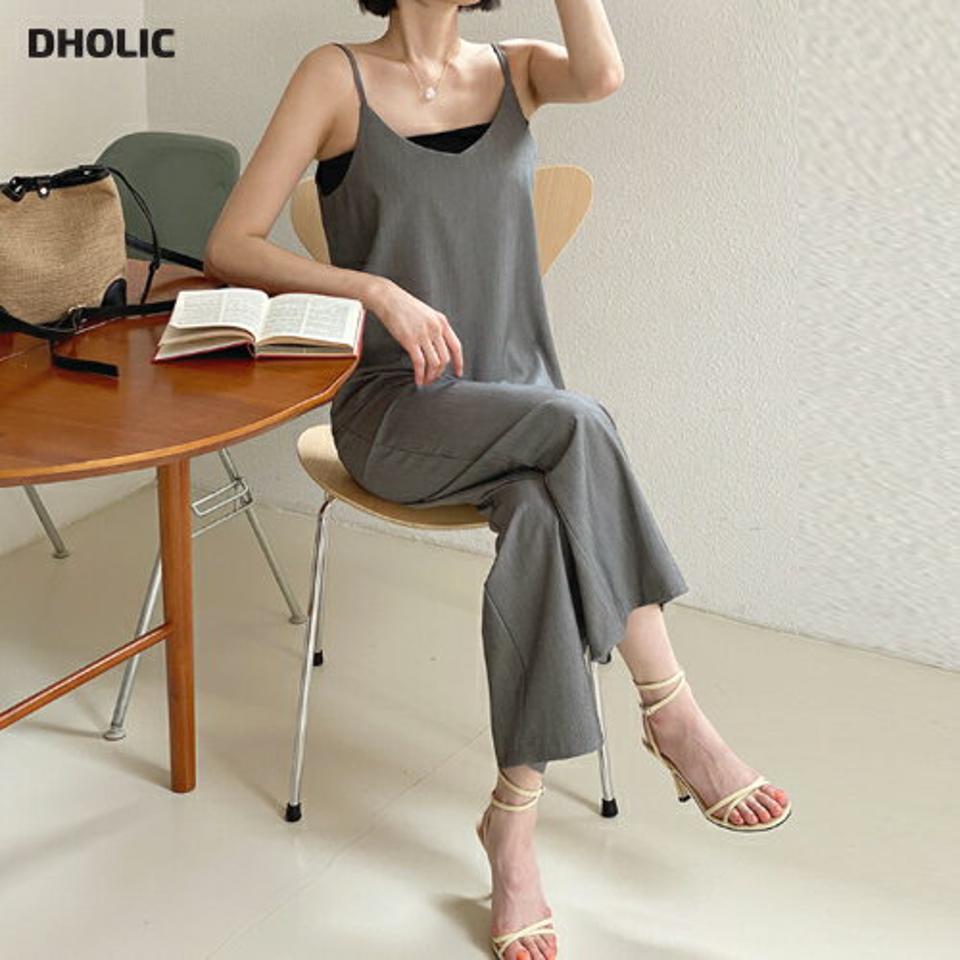 Vネックキャミソール&ワイドパンツSET・全3色・t62470 レディース 【pt】韓国 ファッション ボトムス ロング ロングパンツ デイリー セットアップ スリーブレス Vネック ゴム セット 足長 大人 10分丈 体型カーバー 細身 カジュアル 夏 春