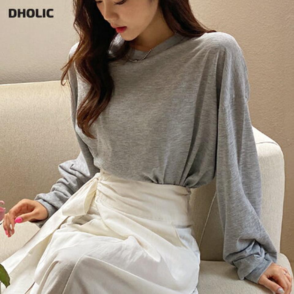 ロングスリーブルーズTシャツ・全6色・n62453 レディース 【tops】韓国 ファッション トップス Tシャツ 長袖 ベーシック シンプル ラウンドネック ルーズ ゆったり 体型カーバー 細身 ラフ 夏 春