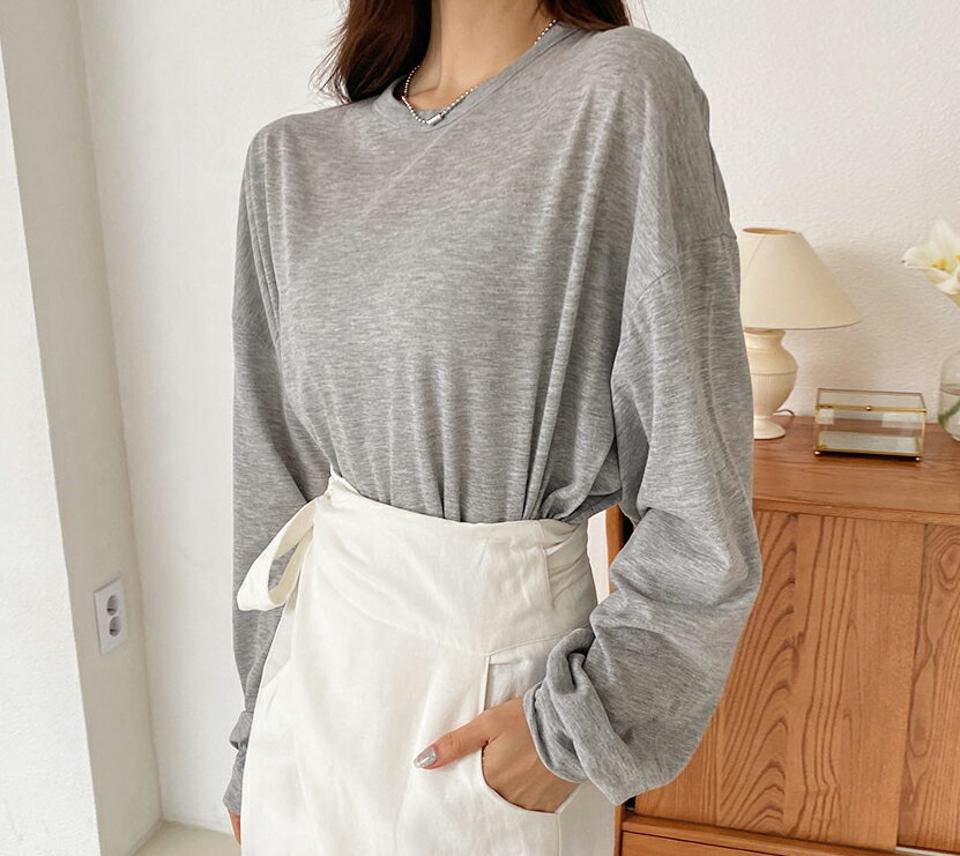 ロングスリーブルーズTシャツ・全6色・n62453 レディース 【tops】韓国 ファッション トップス Tシャツ 長袖 ベーシック シンプル ラウンドネック ルーズ ゆったり 体型カーバー 細身 ラフ 夏 春