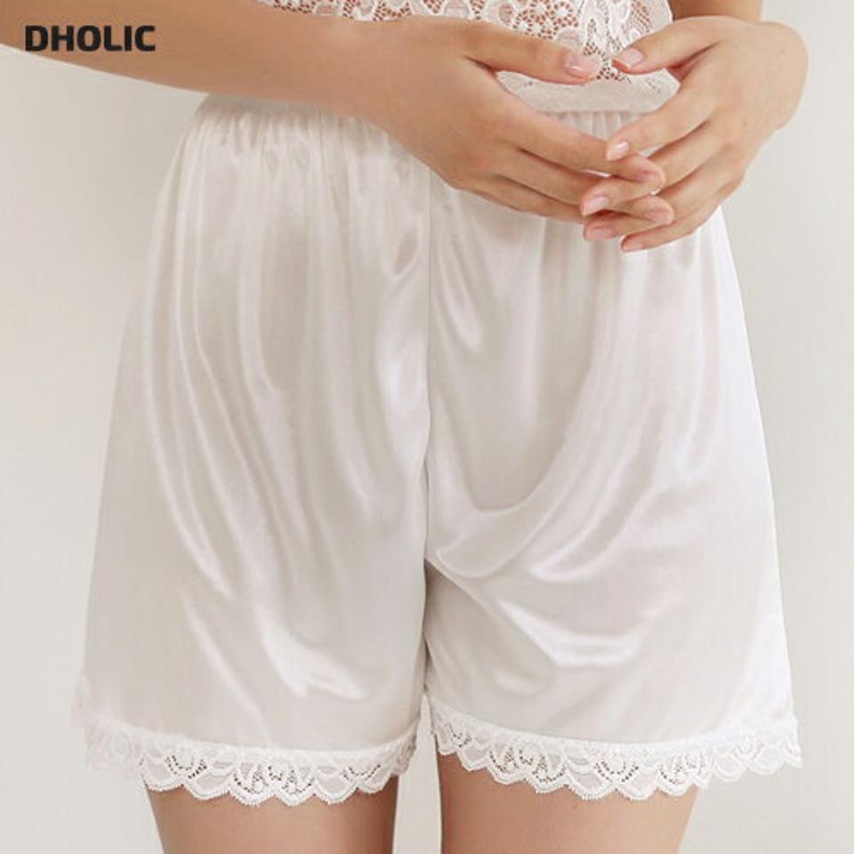レースヘムインナーパンツ・全2色・t44768 レディース 【uw】韓国ファッション アンダーウェア ランジェリー 下着 レース シルキー インナーショートパンツ インナーパンツ ミニ フレア ゴム フィット 夏 春