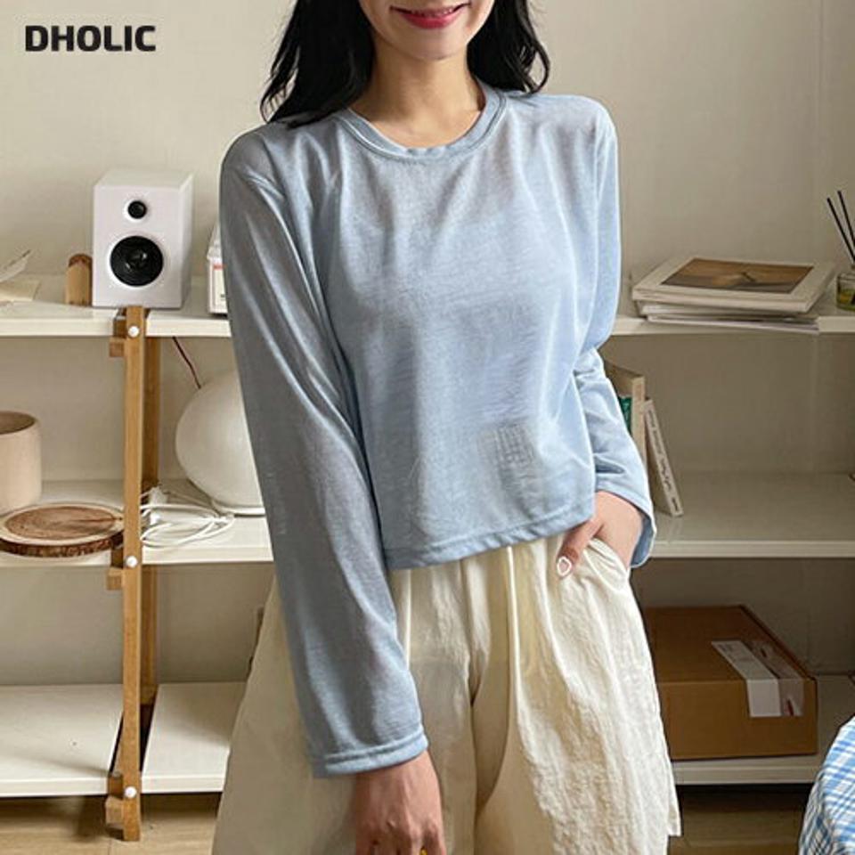 クロップド長袖Tシャツ・全5色・b00305 レディース 【tops】韓国 ファッション トップス Tシャツ 長袖 クロップド丈 ラウンドネック 体型カーバー ベーシック シンプル ゆったり ルーズ 無地 春 夏 NIJU