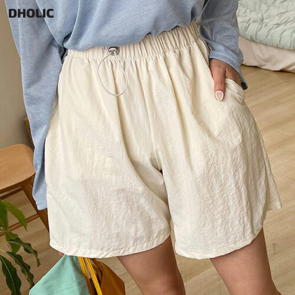 ナイロンハーフパンツ・全8色・a00316 レディース 【pt】韓国 ファッション ボトムス パンツ ハーフ ハーフパンツ ベーシック ドライ ナイロン ゴム ストリング ルーズ ゆったり スリム 細身 体型カーバー 足長 春 夏 NIJU