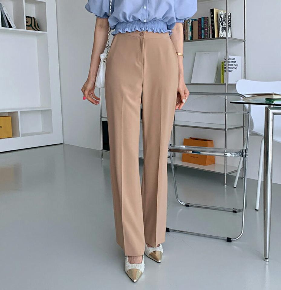 シークレットゴムフレアスラックス・全3色・t64327 レディース 【pt】韓国 ファッション ボトムス ロング ロングパンツ デイリー スラックス ストレート 美脚 足長 大人 10分丈 体型カーバー 細身 カジュアル 夏 春