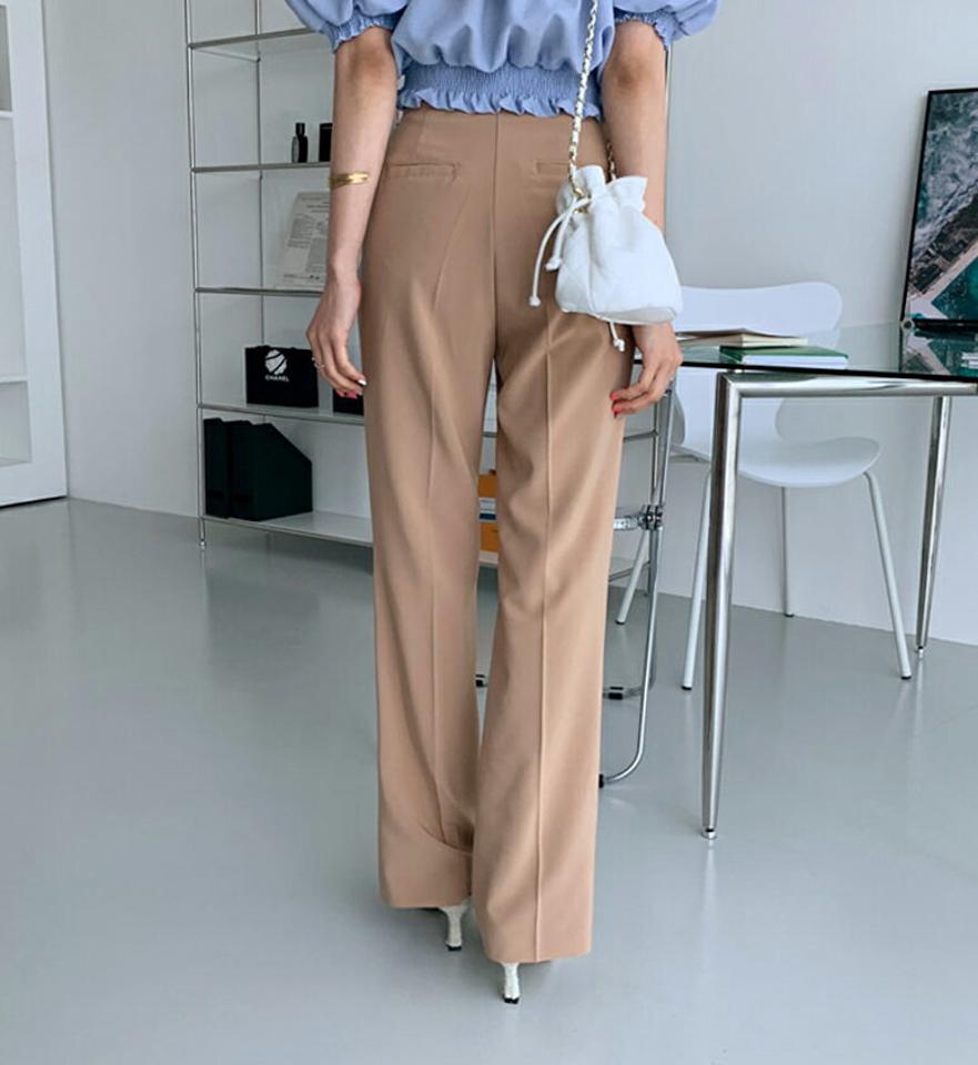 シークレットゴムフレアスラックス・全3色・t64327 レディース 【pt】韓国 ファッション ボトムス ロング ロングパンツ デイリー スラックス ストレート 美脚 足長 大人 10分丈 体型カーバー 細身 カジュアル 夏 春