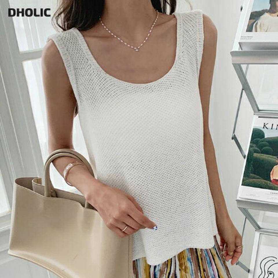パステルニットスリーブレス・全5色・t64305 レディース 【tops】韓国 ファッション トップス Tシャツ スリーブレス ノースリーブ ニット スクエアネック デコルテ 体型カーバー 細身 ベーシック ビーチ 夏 春