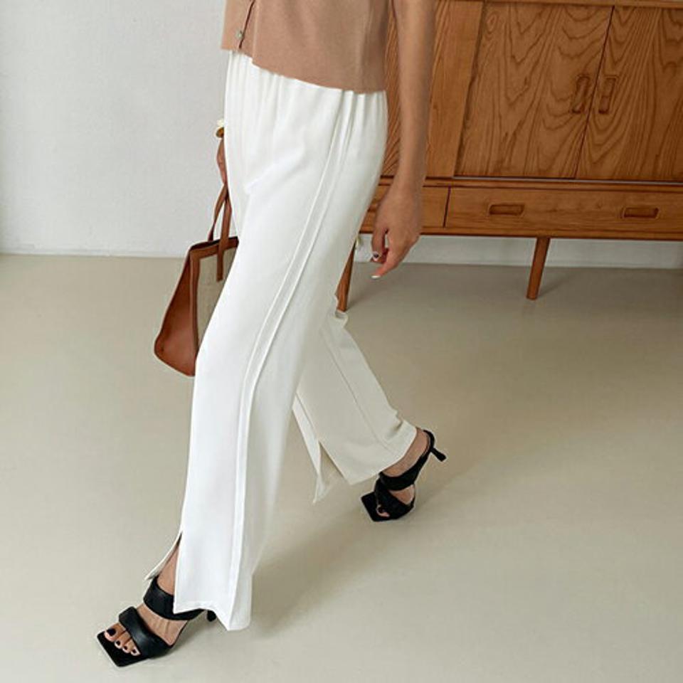 フロントスリットパンツ・全4色・b57741 レディース 【pt】パンツ ズボン ロングパンツ スリット 単色 無地 シンプル カジュアル 大人 ライン 春 夏 秋 韓国ファッション