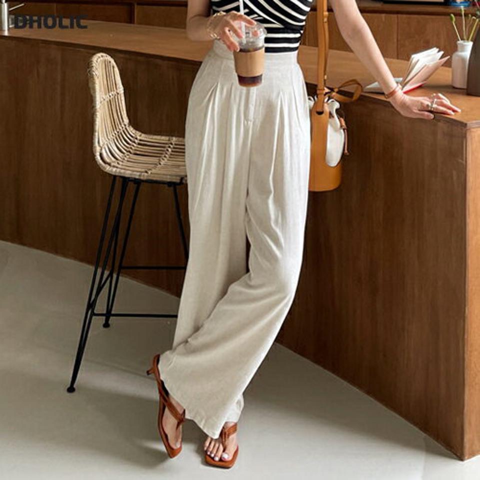 タックストレートパンツ・全2色・t00133 レディース 【pt】パンツ ズボン ロングパンツ ストレート 単色 無地 シンプル ナチュラル タック 大人 ラフ カジュアル 春 夏 韓国 ファッション ハイホリHIHOLLI