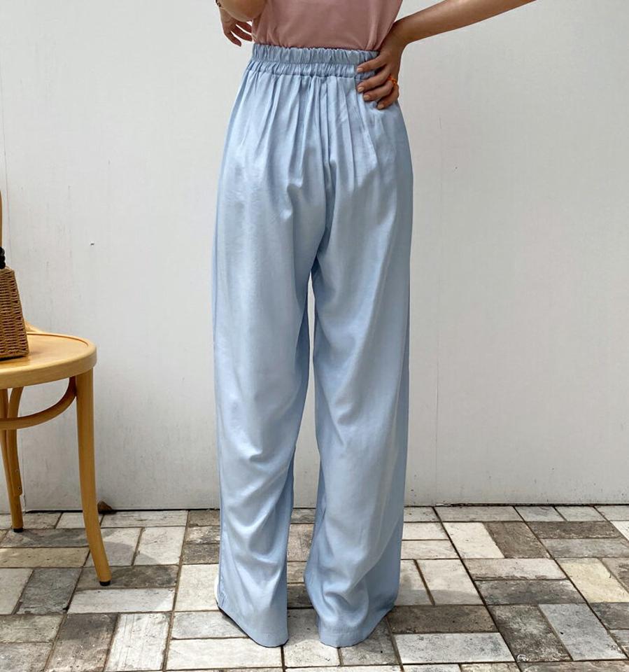 ツータックスラックス・全3色・t57804 レディース 【pt】韓国 ファッション ボトムス ロング ロングパンツ デイリー スラックス ツータック ストレート ワイド ポケット 光沢 足長 大人 10分丈 体型カーバー 細身 カジュアル 夏 春