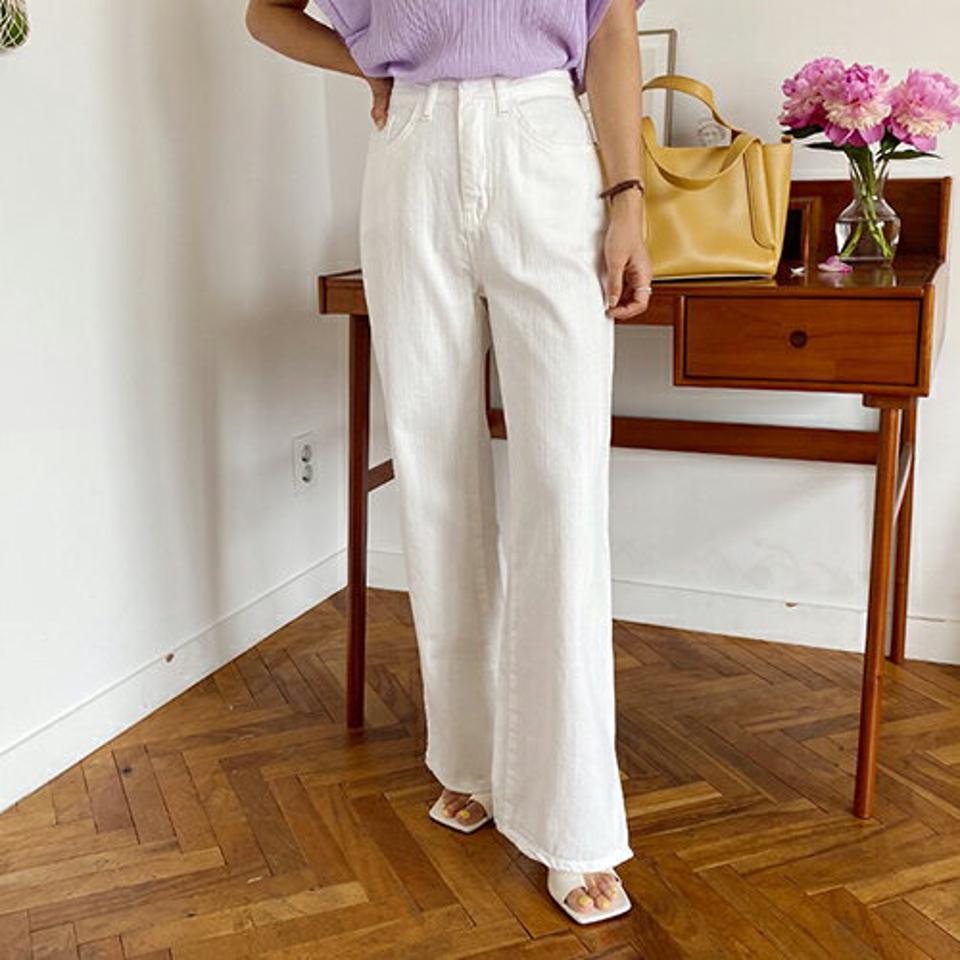 アイボリースリットパンツ・全1色・t57805 レディース 【pt】韓国 ファッション ボトムス ロング ロングパンツ デイリー コットン スリット ストレート ポケット 足長 大人 10分丈 体型カーバー 細身 カジュアル 夏 春