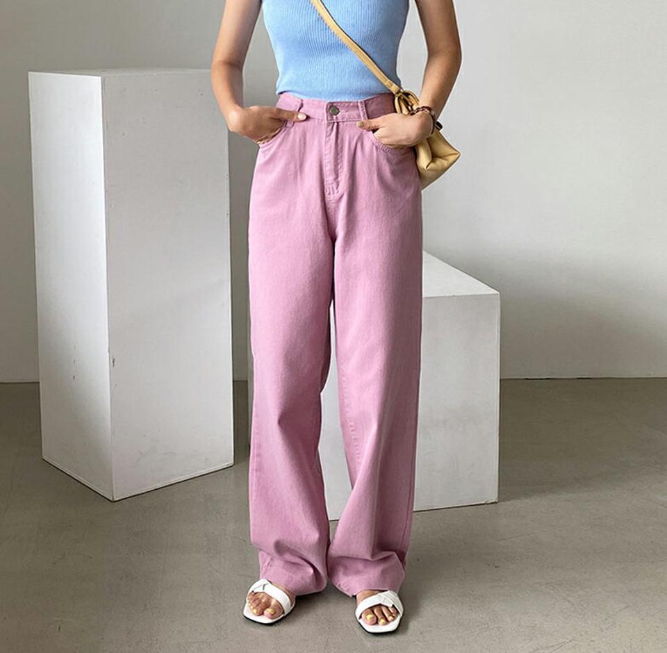 ワイドストレートパンツ・全3色・t57815 レディース 【pt】韓国ファッション ボトムス ロング ロングパンツ デイリー コットン ワイド ストレート カラーパンツ ロールアップ 足長 大人 10分丈 細身 カジュアル 夏 春220