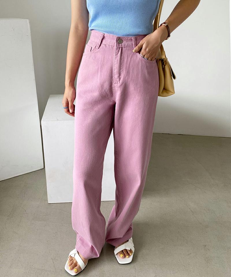 ワイドストレートパンツ・全3色・t57815 レディース 【pt】韓国ファッション ボトムス ロング ロングパンツ デイリー コットン ワイド ストレート カラーパンツ ロールアップ 足長 大人 10分丈 細身 カジュアル 夏 春220