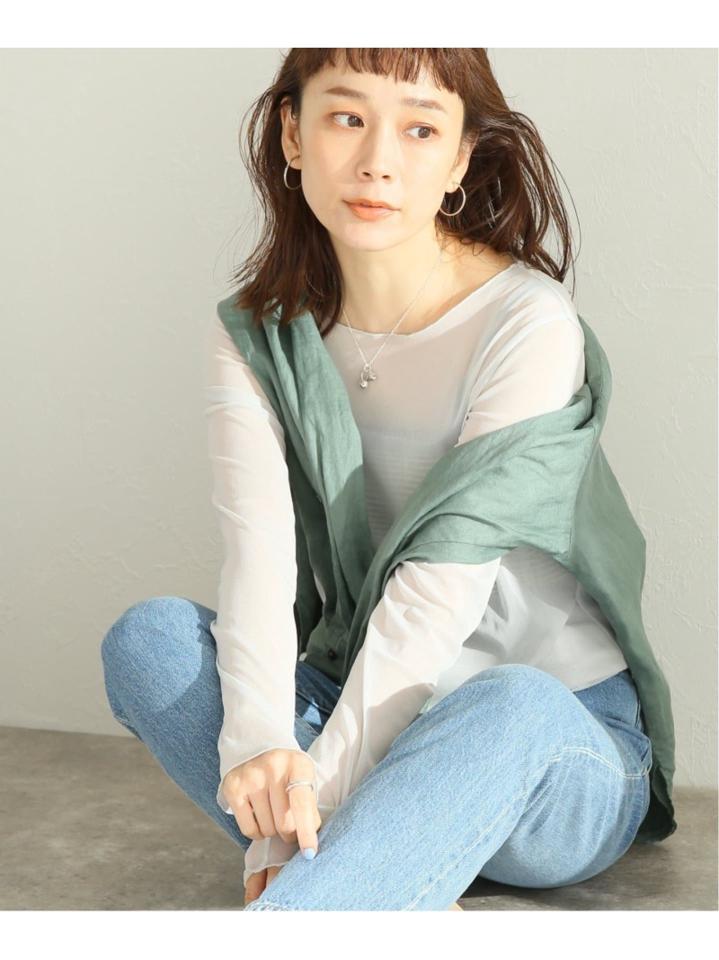 シアーネットクルーネックプルオーバー◆