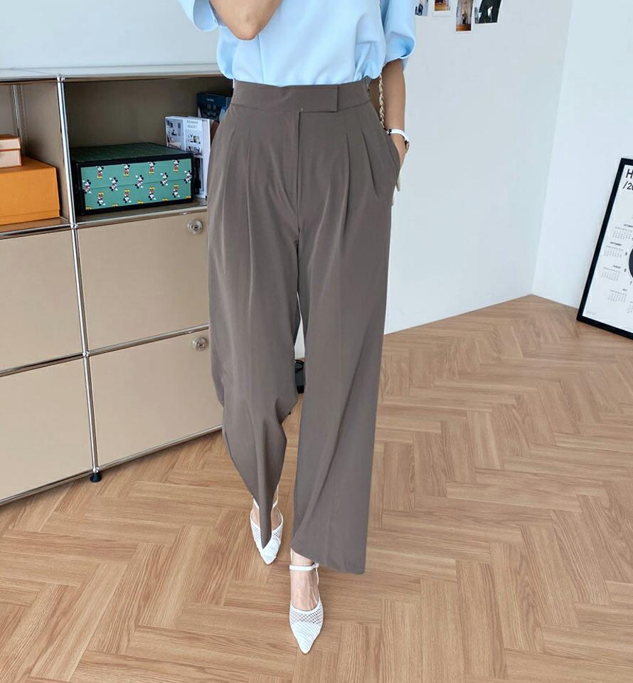 ツータックスラックパンツ・全3色・b69484 レディース 【pt】スラックス パンツ ズボン ロングパンツ タック 単色 無地 シンプル ベーシック 大人 オフィスカジュアル 春 夏 韓国 ファッション ハイホリHIHOLLI