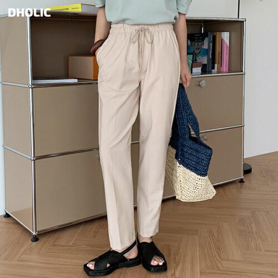 ドロストストレートパンツ・全4色・n69485 レディース 【pt】パンツ ズボン ロングパンツ ストレート ドロスト 単色 無地 シンプル ベーシック カジュアル ラフ ウエストゴム 春 夏 韓国 ファッション ハイホリHIHOLLI