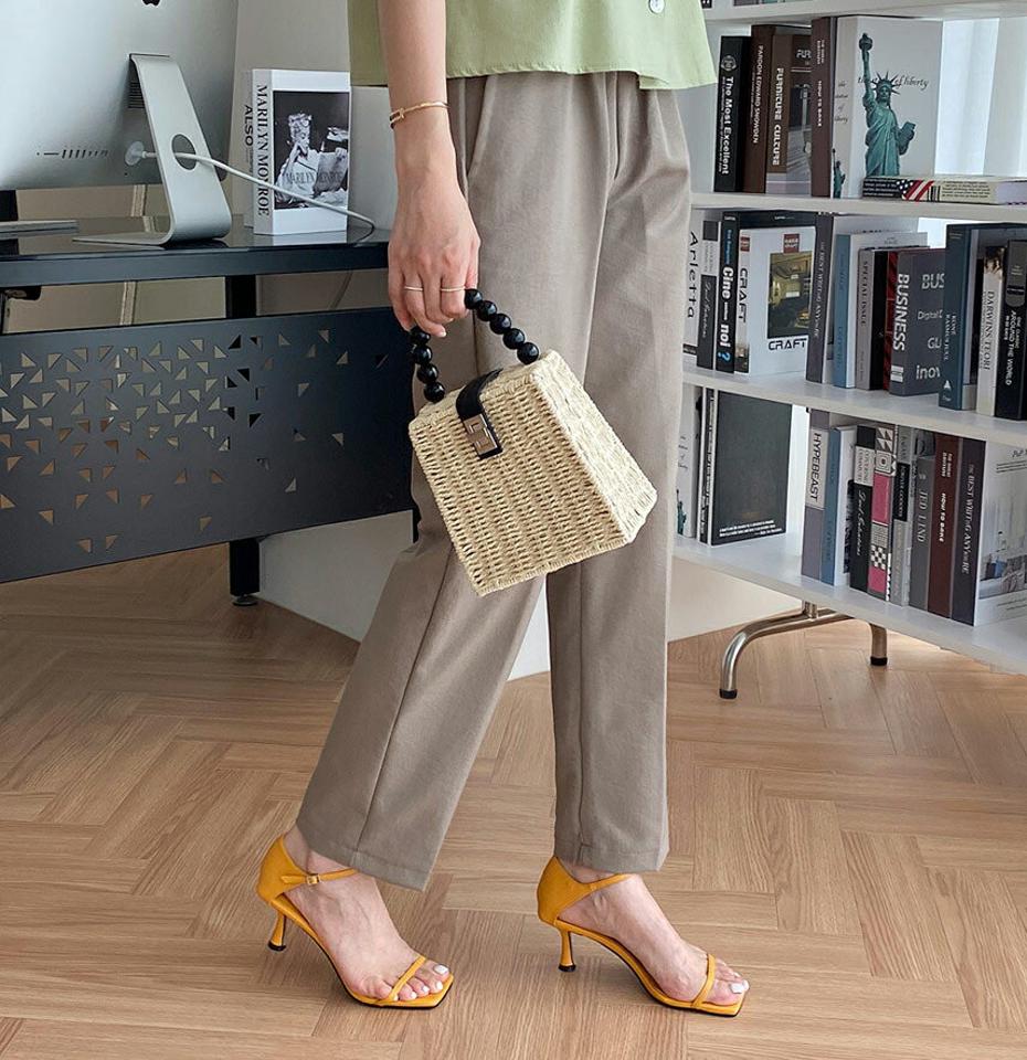 ドロストストレートパンツ・全4色・n69485 レディース 【pt】パンツ ズボン ロングパンツ ストレート ドロスト 単色 無地 シンプル ベーシック カジュアル ラフ ウエストゴム 春 夏 韓国 ファッション ハイホリHIHOLLI