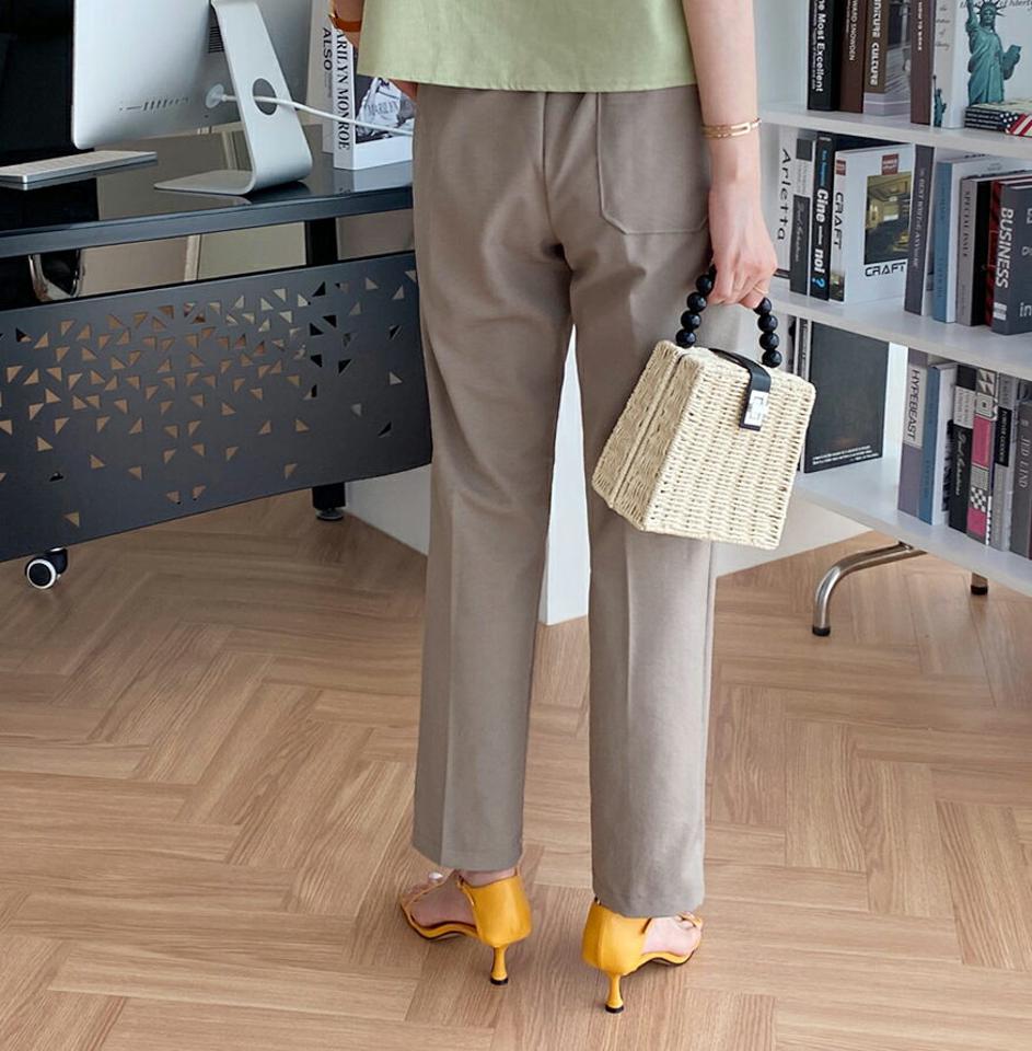 ドロストストレートパンツ・全4色・n69485 レディース 【pt】パンツ ズボン ロングパンツ ストレート ドロスト 単色 無地 シンプル ベーシック カジュアル ラフ ウエストゴム 春 夏 韓国 ファッション ハイホリHIHOLLI