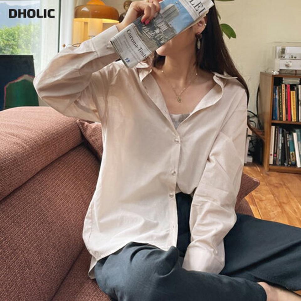 2WAYボタンシャツ・全3色・b65664 レディース 【bl】韓国 ファッション トップス シャツ 長袖 大人 2WAY ラフ ルーズ オフィスカジュアル ポロ襟 フェミニン カジュアル 夏 春