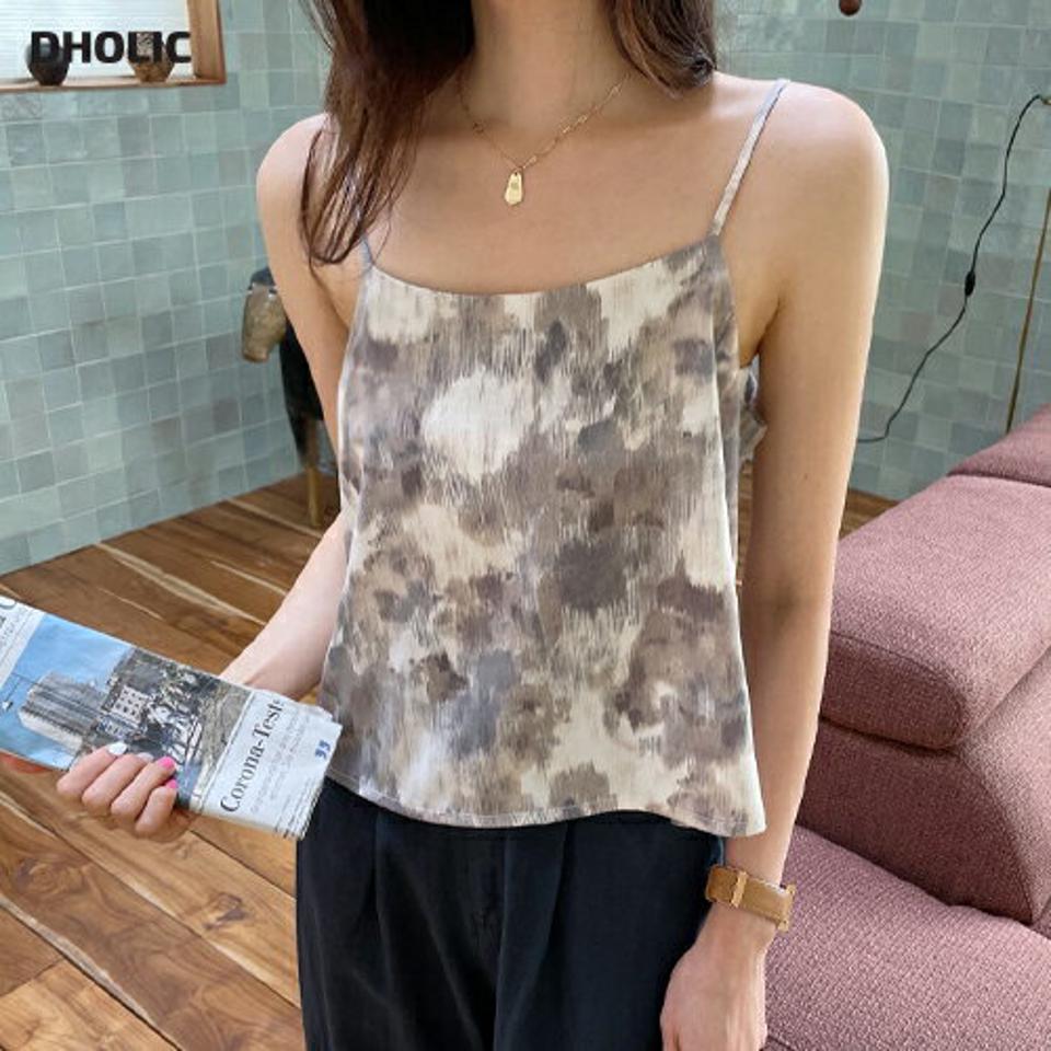 タイダイスリーブレス・全3色・t65675 レディース 【tops】韓国 ファッション トップス Tシャツ スリーブレス ノースリーブ タイダイ柄 デコルテ 体型カーバー 細身 ベーシック クロップド丈 フレア 夏 春
