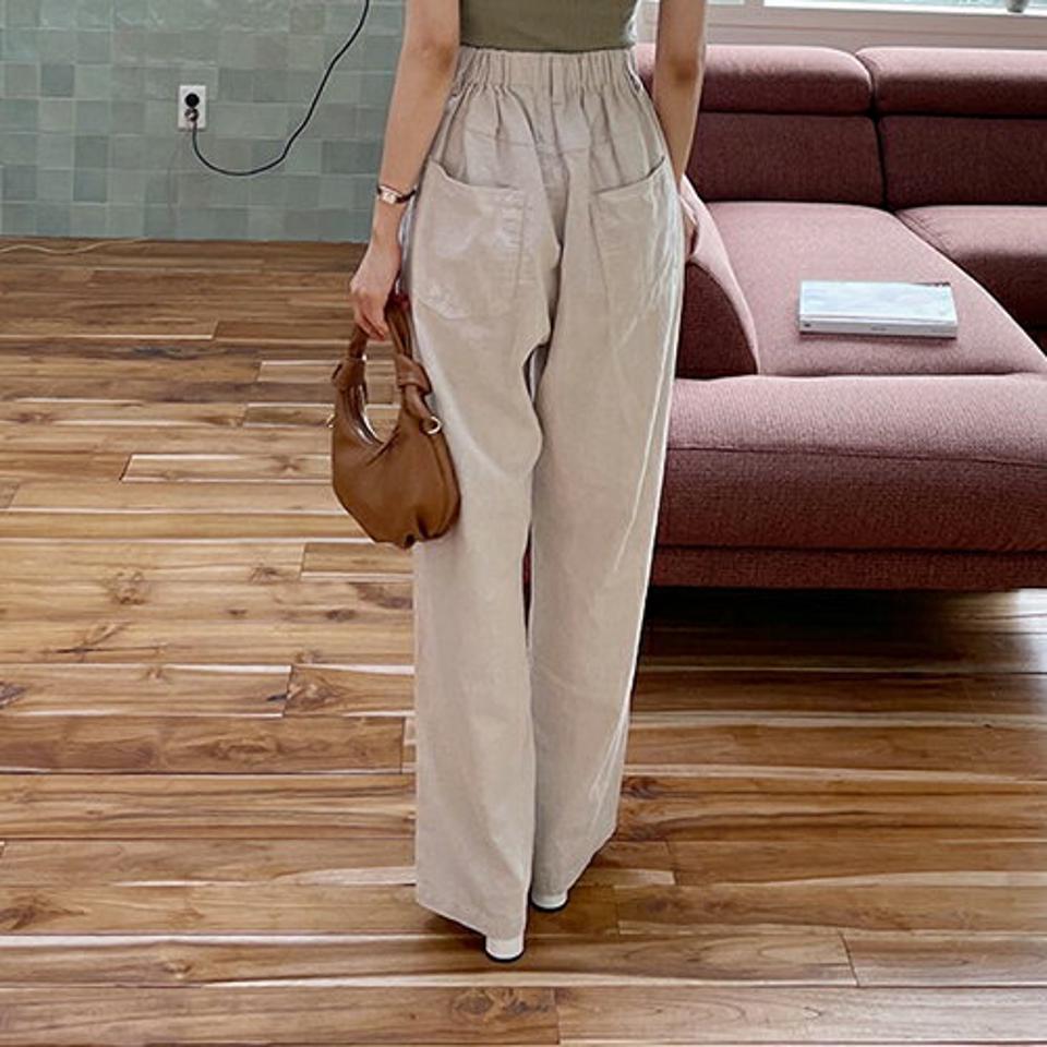 ≪人気商品再入荷≫リネン混ワイドパンツ・全3色・t65681 レディース 【pt】韓国 ファッション ボトムス ロング ロングパンツ デイリー リネン ワイド ストレート 足長 大人 10分丈 体型カーバー 細身 カジュアル 夏 春