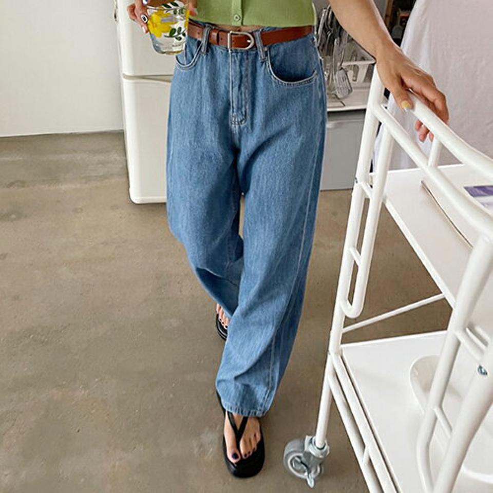 ワイドデニムパンツ・全1色・t62513 レディース 【pt】韓国 ファッション ボトムス ロング ロングパンツ デイリー カジュアル デニム ワイド ストレート 足長 大人 10分丈 体型カーバー 細身 ルーズ ゆったり 夏 春