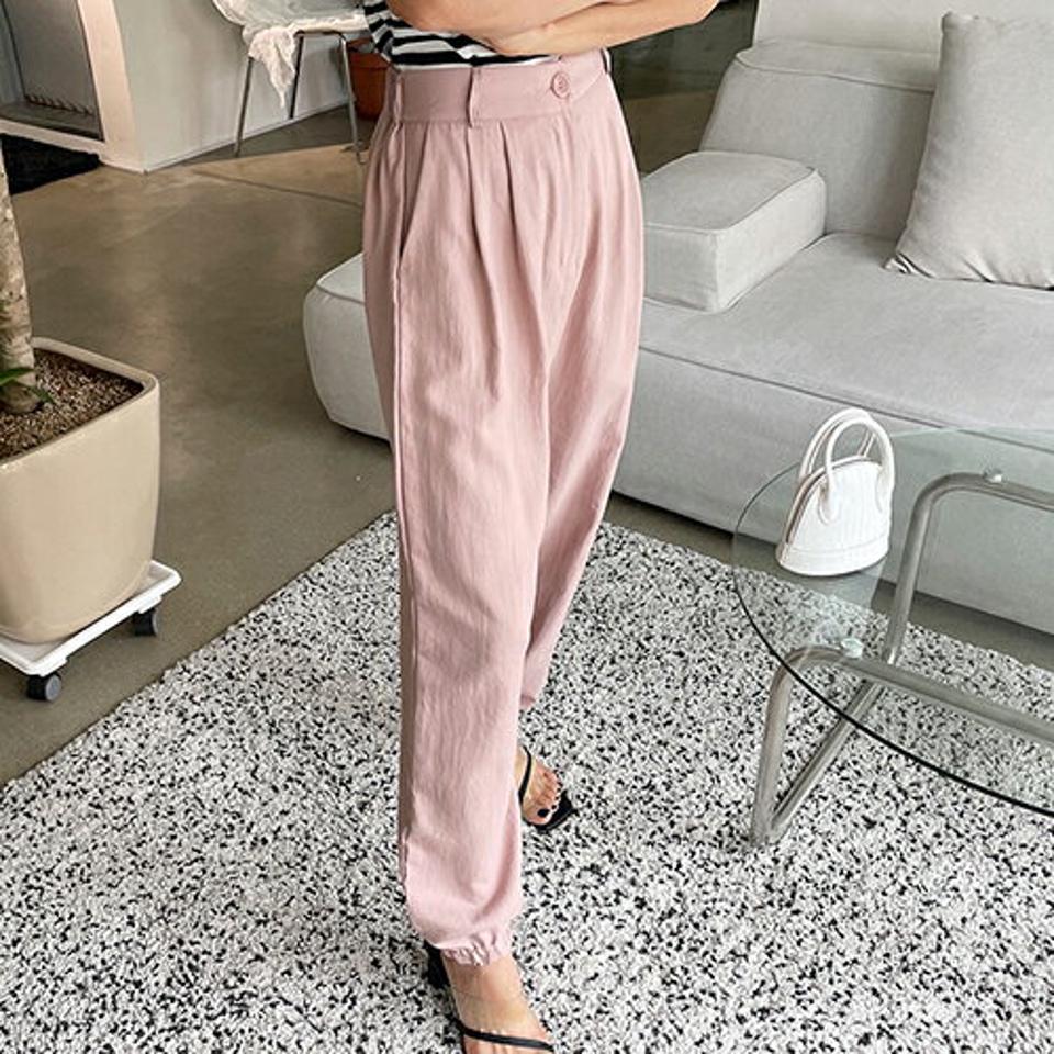 ジョガースラックス・全2色・b62528 レディース 【pt】韓国 ファッション ボトムス ロング ロングパンツ デイリー スラックス ジョガーパンツ スポーティ スラックス ゴム ポケット 足長 大人 体型カーバー 細身 カジュアル 夏 春