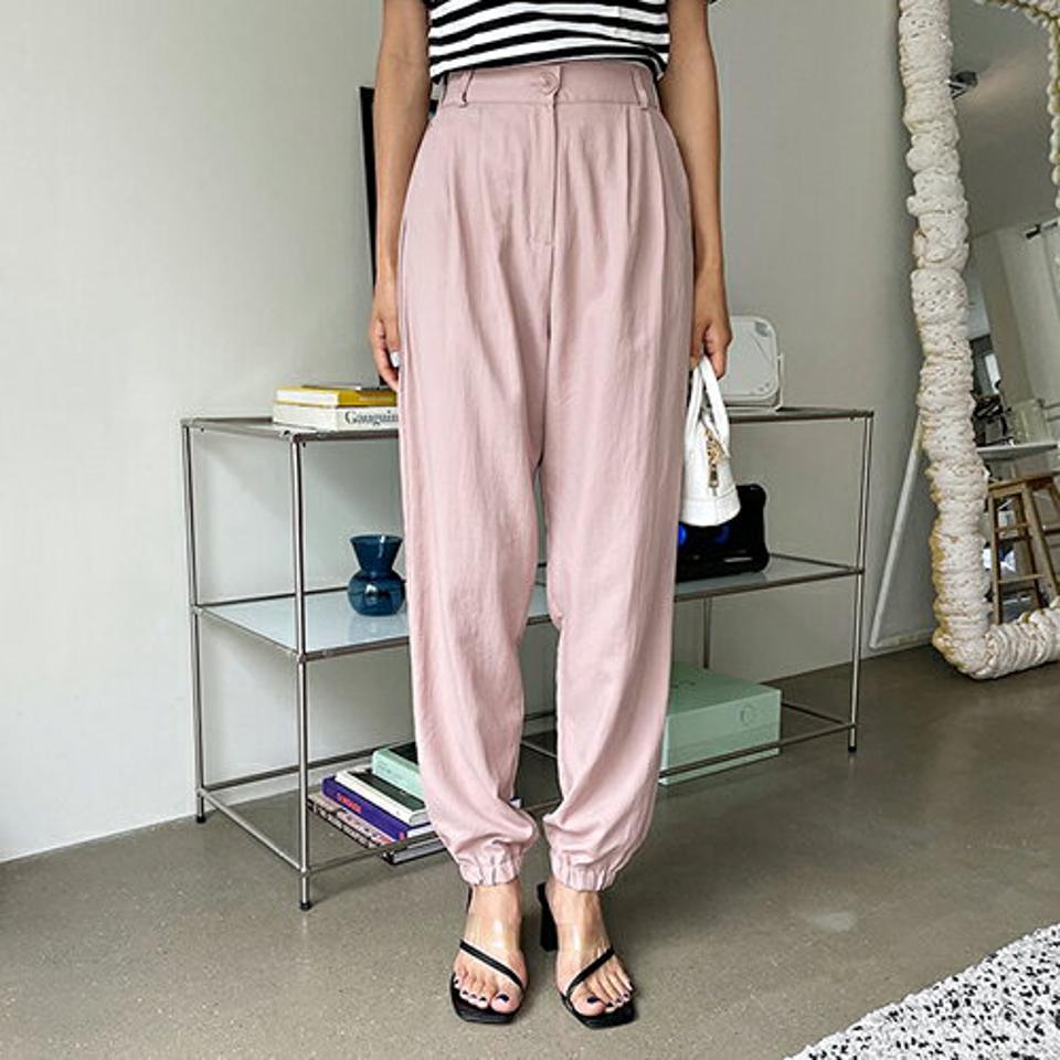 ジョガースラックス・全2色・b62528 レディース 【pt】韓国 ファッション ボトムス ロング ロングパンツ デイリー スラックス ジョガーパンツ スポーティ スラックス ゴム ポケット 足長 大人 体型カーバー 細身 カジュアル 夏 春