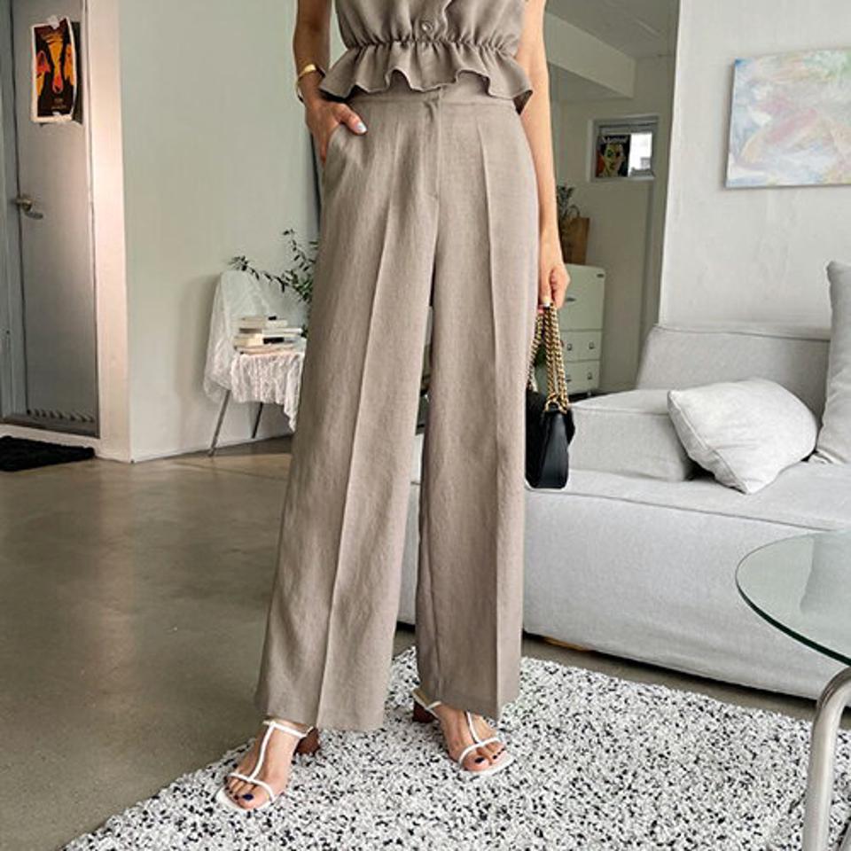 ワイドスラックス・全2色・t62522 レディース 【pt】韓国ファッション ボトムス ロング ロングパンツ デイリー スラックス オフィスカジュアル カジュアル ポケット 足長 大人 体型カバー 細身 ストレート 夏 春