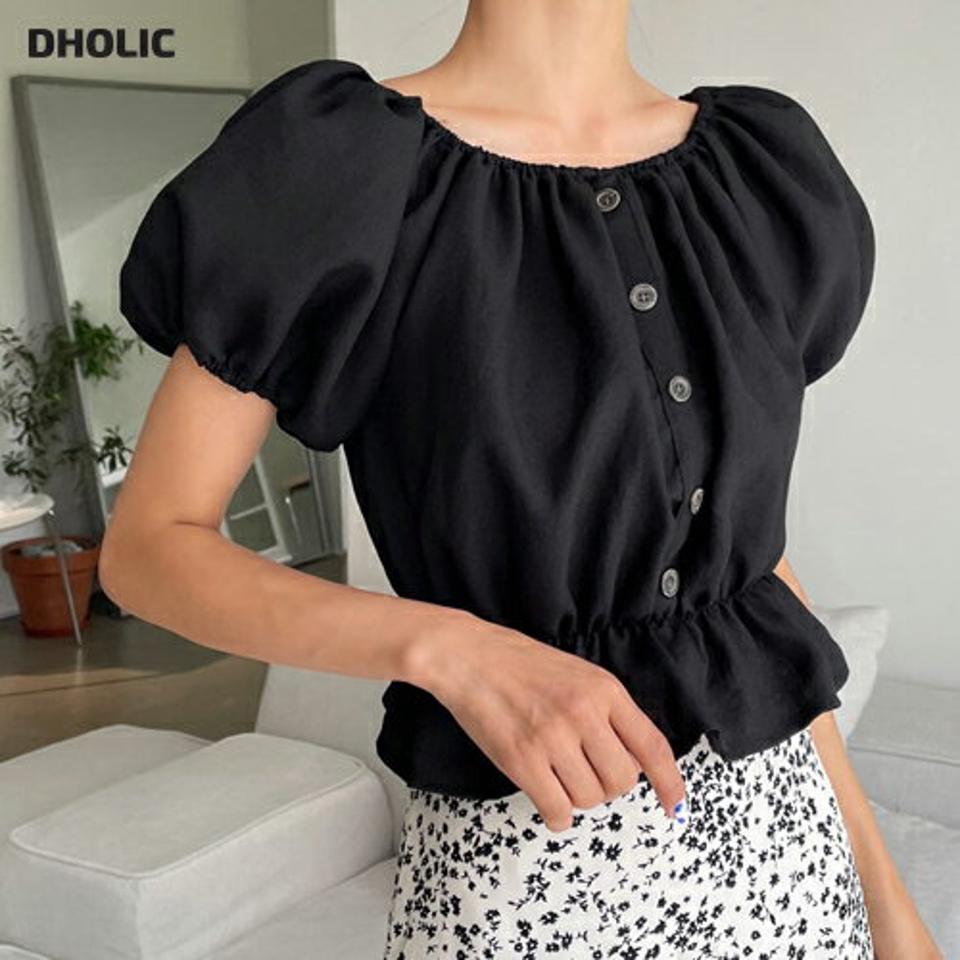 2WAYパフブラウス・全2色・t62501 レディース 【bl】韓国 ファッション トップス ブラウス 半袖 大人 ガーリー ゴム メリハリ フレア ラグランスリーブ オフショル デコルテ フェミニン カジュアル 上品 夏 春