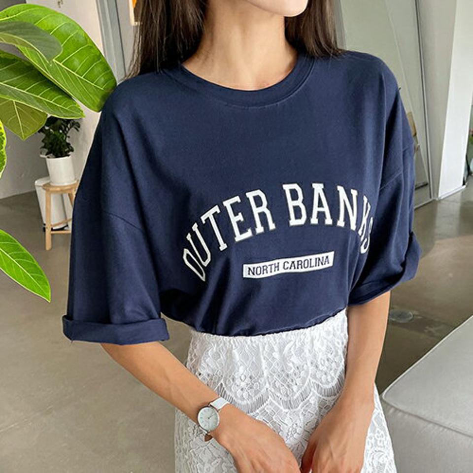 レタリングボクシーTシャツ・全3色・n62492 レディース 【tops】韓国 ファッション トップス Tシャツ 半袖 レタリング コットン オールシーズン ラウンドネック ルーズ ゆったり 体型カーバー 細身 フェミニン カジュアル 夏 春