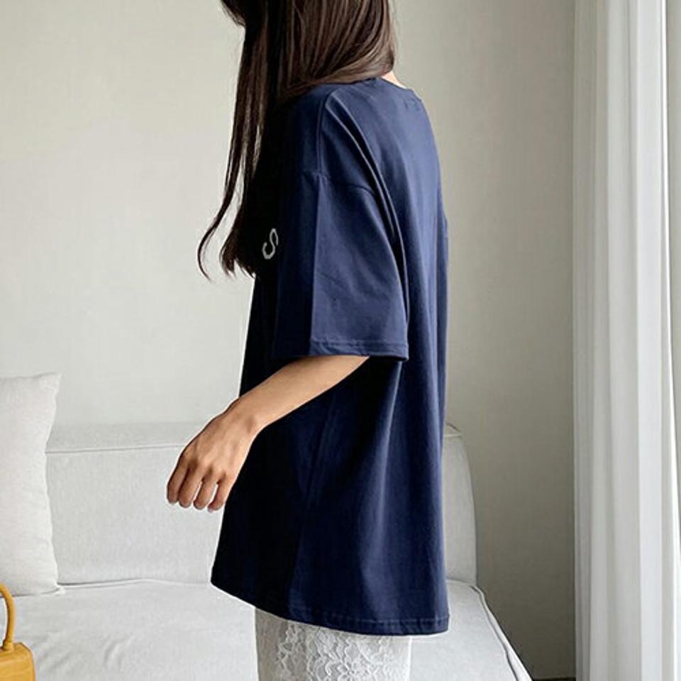 レタリングボクシーTシャツ・全3色・n62492 レディース 【tops】韓国 ファッション トップス Tシャツ 半袖 レタリング コットン オールシーズン ラウンドネック ルーズ ゆったり 体型カーバー 細身 フェミニン カジュアル 夏 春