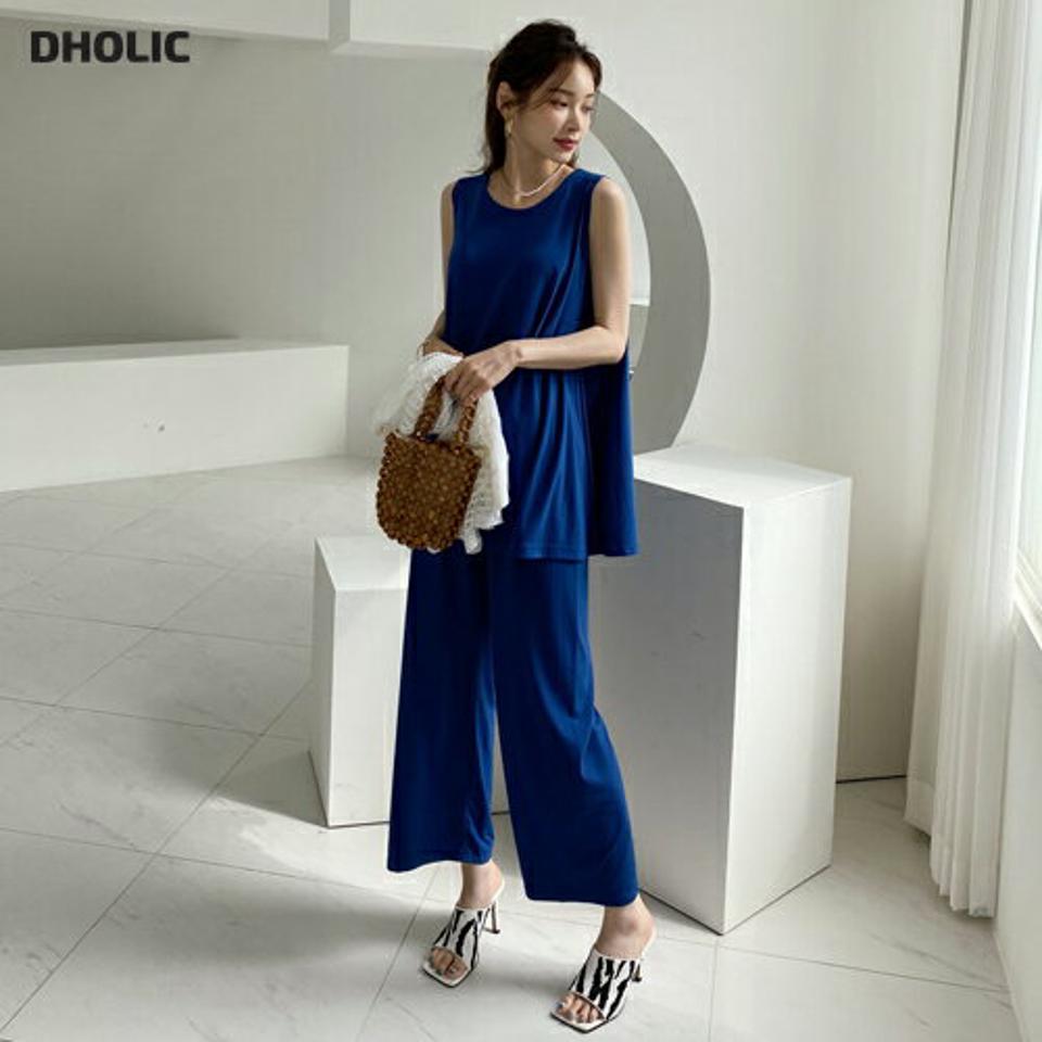 【只今10%OFF】フレアスリーブレス&パンツSET・全2色・t69441 レディース 【pt】セットアップ setup トップス スリーブレス ノースリーブ タンクトップ パンツ ズボン ロングパンツ フレア 単色 無地 シンプル カジュアル ラフ 春 夏 韓国 ファッション ハイホリHIHOLLI