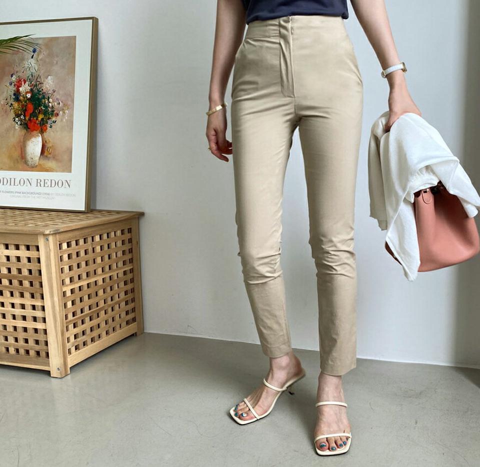 スリムパンツ・全3色・b69451 レディース 【pt】パンツ ズボン ロングパンツ スリム タイト 単色 無地 シンプル ベーシック カジュアル ラフ 大人 春 夏 韓国 ファッション ハイホリHIHOLLI