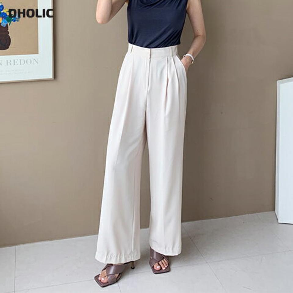 ホックワイドスラックスパンツ・全3色・t69454 レディース 【pt】パンツ ズボン ロングパンツ スラックス 単色 無地 シンプル ベーシック 大人 オフィスカジュアル ワイド 春 夏 韓国 ファッション ハイホリHIHOLLI