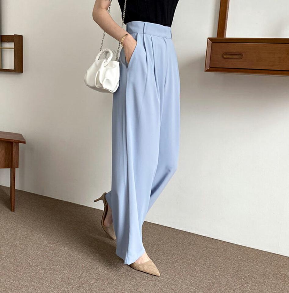 ホックワイドスラックスパンツ・全3色・t69454 レディース 【pt】パンツ ズボン ロングパンツ スラックス 単色 無地 シンプル ベーシック 大人 オフィスカジュアル ワイド 春 夏 韓国 ファッション ハイホリHIHOLLI