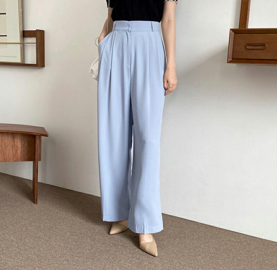 ホックワイドスラックスパンツ・全3色・t69454 レディース 【pt】パンツ ズボン ロングパンツ スラックス 単色 無地 シンプル ベーシック 大人 オフィスカジュアル ワイド 春 夏 韓国 ファッション ハイホリHIHOLLI