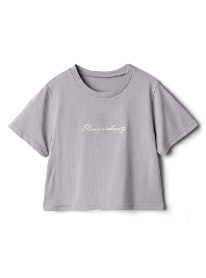 フロントロゴ刺繍ショート丈Tシャツ