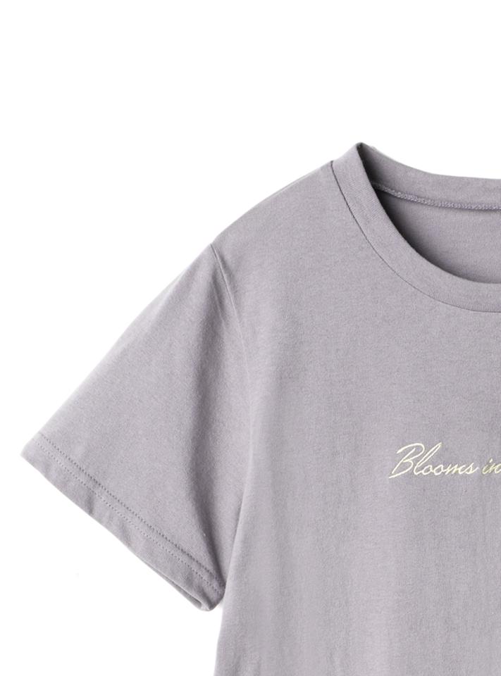 フロントロゴ刺繍ショート丈Tシャツ
