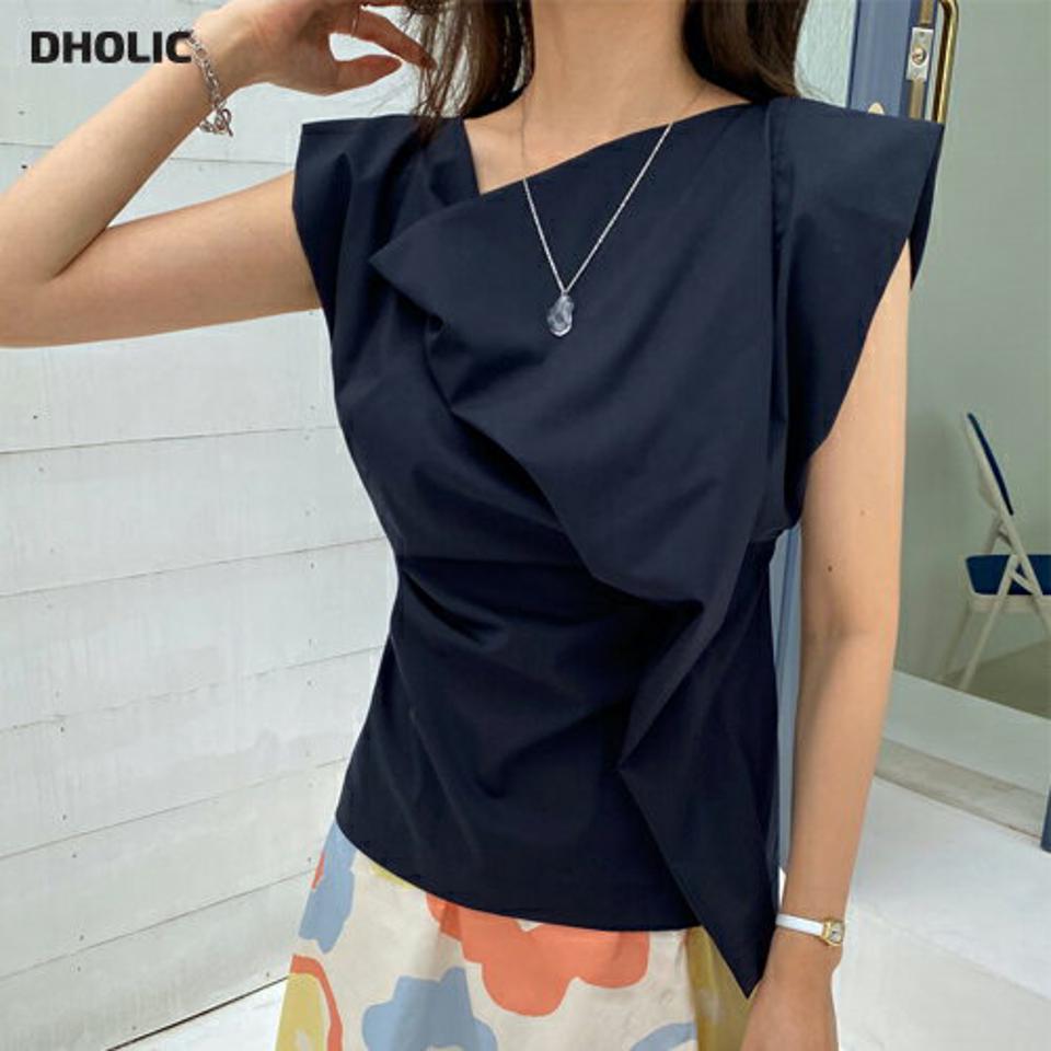 ドレープタックノースリーブ・全3色・b00089 レディース 【tops】トップス スリーブレス ノースリーブ ドレープ 上品 タック 大人 単色 無地 シンプル 春 夏 韓国ファッション ハイホリHIHOLLI