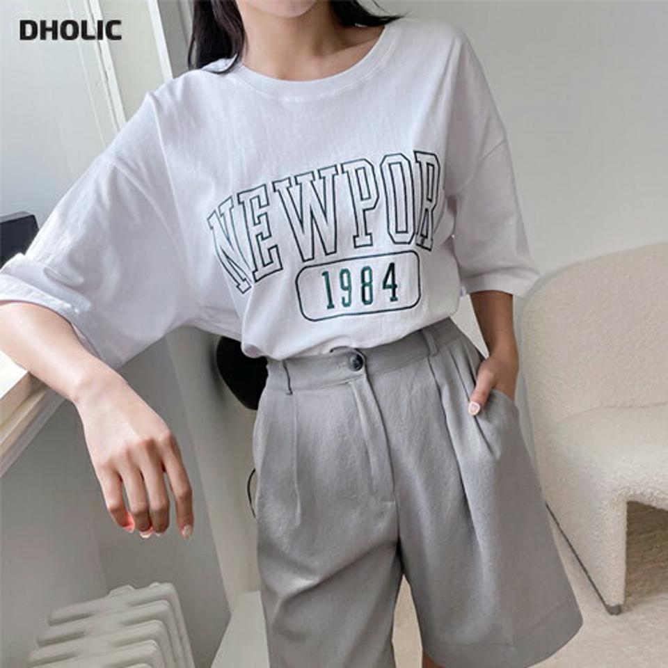 【新作10%OFF】1984レタリングTシャツ・全4色・t00383 レディース 【tops】韓国 ファッション トップス Tシャツ 半袖 デイリー ラウンドネック レタリング ベーシック かわいい シンプル スリム ルーズ ゆったり 春 夏 NIJU