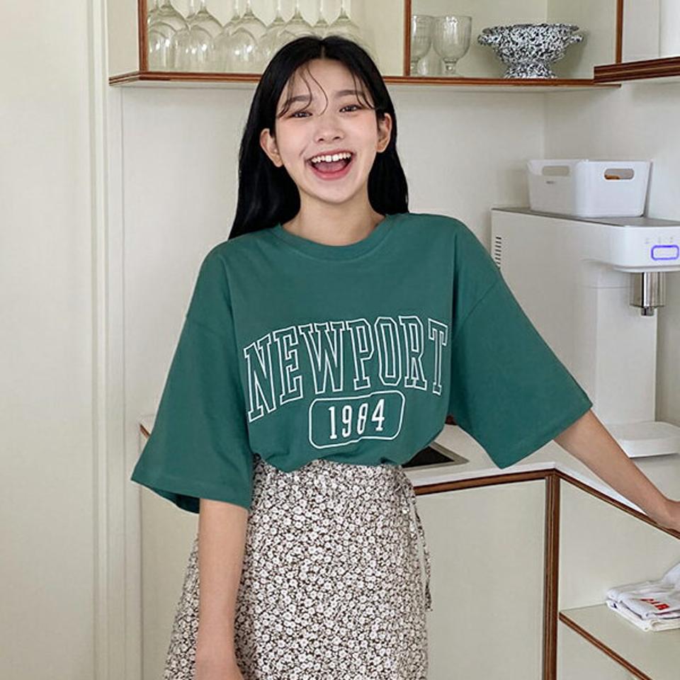 【新作10%OFF】1984レタリングTシャツ・全4色・t00383 レディース 【tops】韓国 ファッション トップス Tシャツ 半袖 デイリー ラウンドネック レタリング ベーシック かわいい シンプル スリム ルーズ ゆったり 春 夏 NIJU