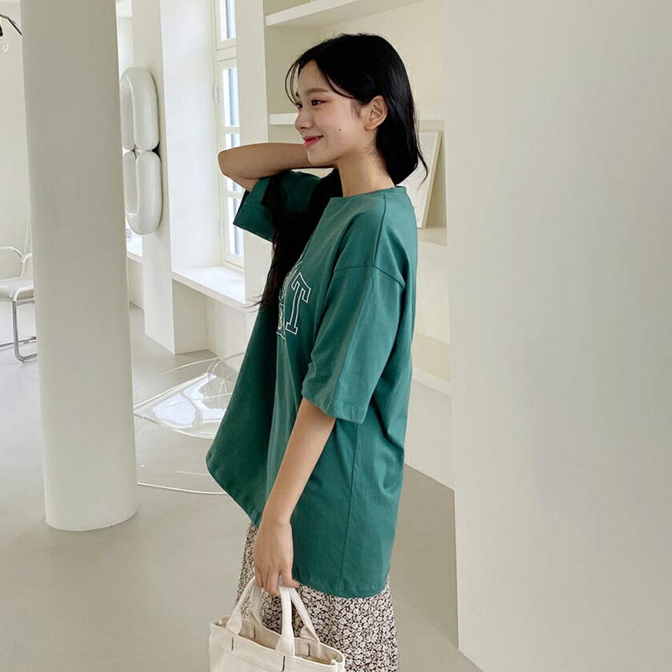 【新作10%OFF】1984レタリングTシャツ・全4色・t00383 レディース 【tops】韓国 ファッション トップス Tシャツ 半袖 デイリー ラウンドネック レタリング ベーシック かわいい シンプル スリム ルーズ ゆったり 春 夏 NIJU