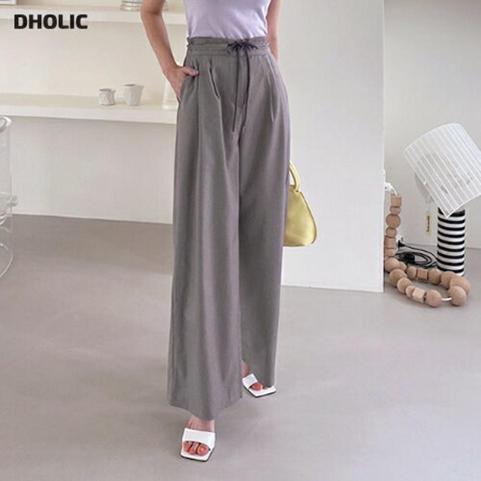 ツータックワイドドロストパンツ・全3色・t62561 レディース 【pt】韓国 ファッション ボトムス ロング ロングパンツ ストリング ストレート ツータック ストレート 美脚 ワイド 体型カーバー 細身 足長 夏 春