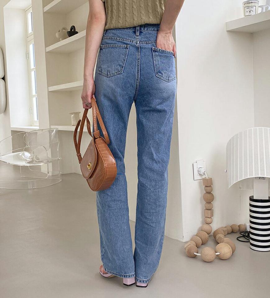 【タイム特価】ストレートデニムパンツ・全2色・t62572 レディース 【pt】韓国ファッション ボトムス ロング ロングパンツ デニムパンツ ストレート デニム ストレート 美脚 ワイド 低身長 ベーシック シンプル カジュアル 夏 春 【TS】セール