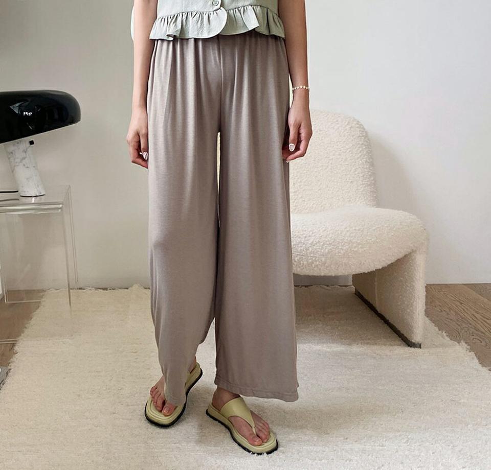 ウエストゴムパンツ・全3色・t00399 レディース 【pt】韓国 ファッション ボトムス パンツ ロング ロングパンツ ベーシック ゴム カジュアル ワイド 足長 ルーズ ゆったり デイリー 細身 体型カーバー ストレート 春 夏 NIJU